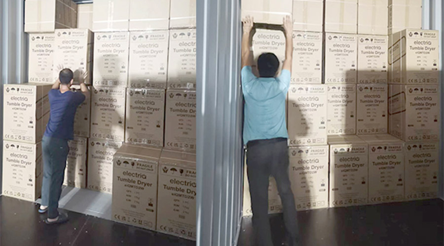 講效率！快速完成英國客戶Electriq衣物烘干機(jī)裝柜出貨任務(wù)